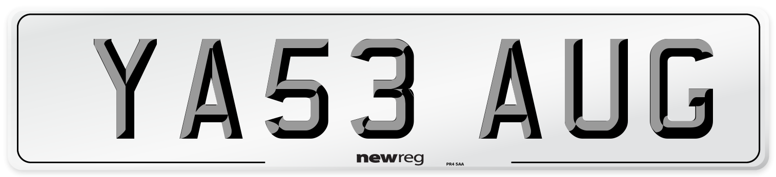 YA53 AUG Number Plate from New Reg